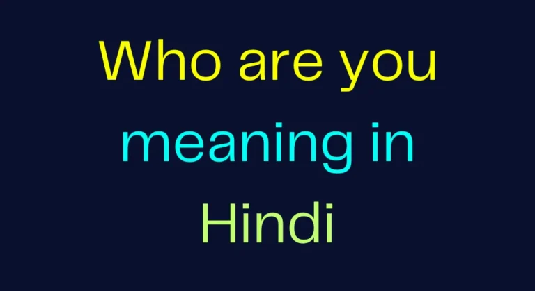 Who Are You Meaning in Hindi